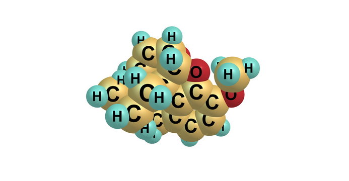 3D illustration of Codeine molecular structure isolated on white