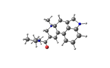 3D illustration of Sulfur hexafluoride molecular structure isolated on grey