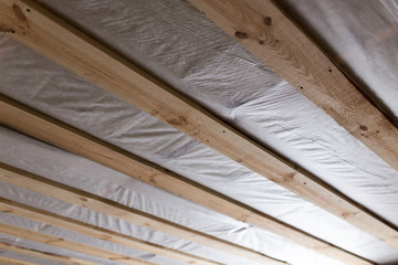the wooden ceiling as background