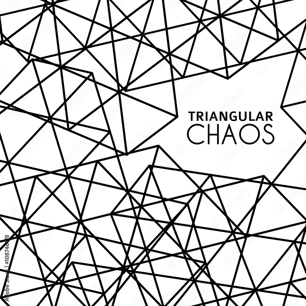 Poster Abstract background with grid textured by black outline triangles