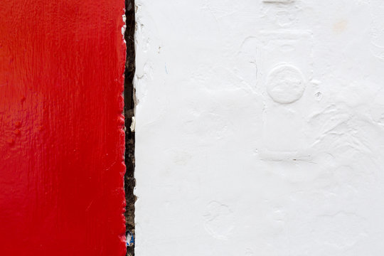 Red White Rough Paint On The Wall