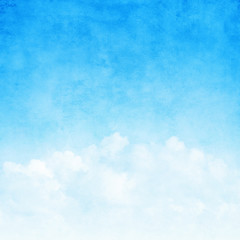 Blue sky with clouds in grunge style.