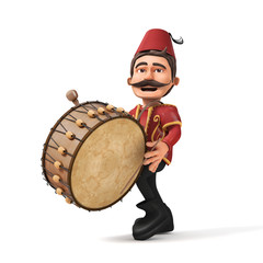 3D Traditional Ramadan Drummer playing drum- isolated