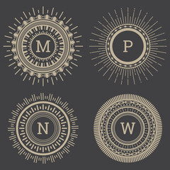Retro line art decorative borders and frames. Can be used for your design. Vector illustration