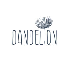 Abstract fluffy dandelion flower logo. Vector illustration