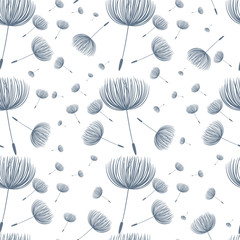 Abstrakcjonistyczny puszysty dandelion kwiatu bezszwowy wzór. Wektor ilust - 108748364