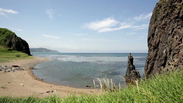 View of  a wild bay on Kunashir