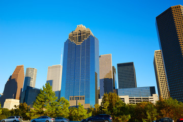 Houston downtown skyline of Texas city in US