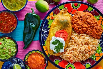 Wall murals meal dishes Chili relleno chili peppers filled with cheese