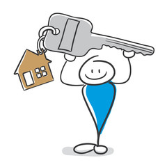 Stick Figure Series Blue / Schlüssel Haus