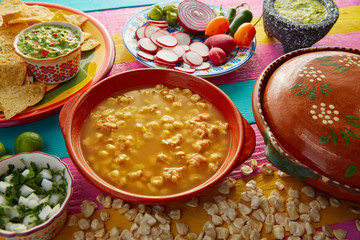 Green Pozole verde with blanco mote corn