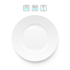 Cutlery items realistic. Plate isolation on a white background . Cutlery object realistic