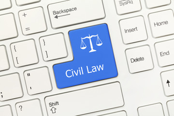 White conceptual keyboard - Civil Law (blue key)