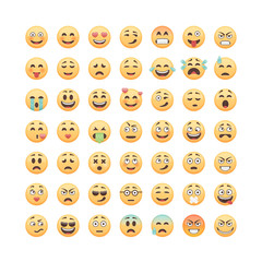 Set of emoticons, emoji isolated on white background, vector illustration.