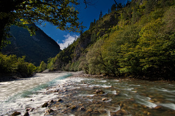Rough mountain small river in the Swiss Alps