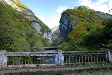 Rough mountain small river in the Swiss Alps