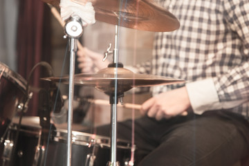 playing the drum set