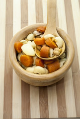 Vegetable soup with pasta, carrots and chickpeas