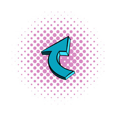 Blue spiral arrow icon, comics style