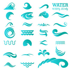 Fototapeta na wymiar Water Icon Set. Vector Illustration