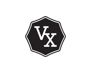 VX retro initial monogram letter logo. vintage label typography.