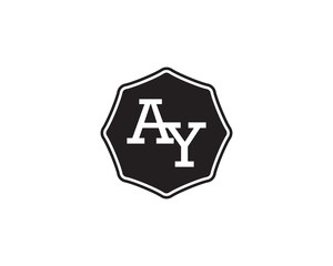 Fototapeta premium AY retro initial monogram letter logo. vintage label typography.
