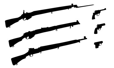 A collection of gun silhouettes