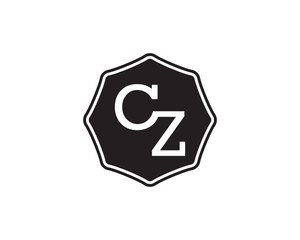 CZ retro initial monogram letter logo. vintage label typography.