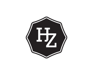 HZ retro initial monogram letter logo. vintage label typography.