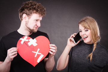 Young couple in separation because of betrayal.