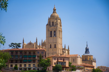 Fototapeta na wymiar View of the Segovia Cathedral, Spain