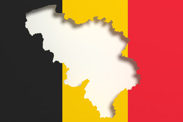 Silhouette of Belgium map with flag