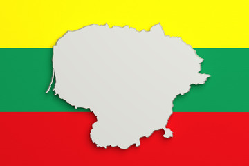 Silhouette of Lithuania map with flag
