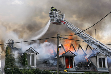 Fire man fighting a fire 