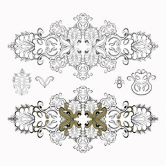 solemn black and white pattern set.  illustration