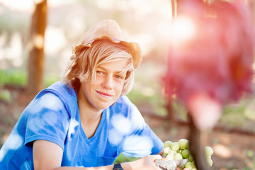 Boy in vineyard