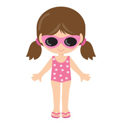 Girl in a bathing suit  vector illustration