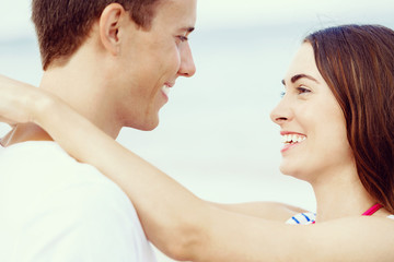 Romantic young couple on the beach