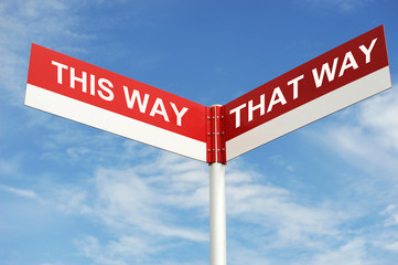 Obraz premium road sign to select the way to go