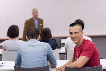 technology students group in computer lab school  classroom
