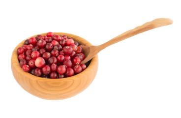 Cranberry in a wooden bowl
