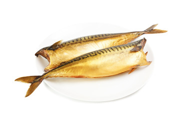 Hot smoked mackerel on plate