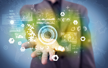 Businessman analyzing medical data