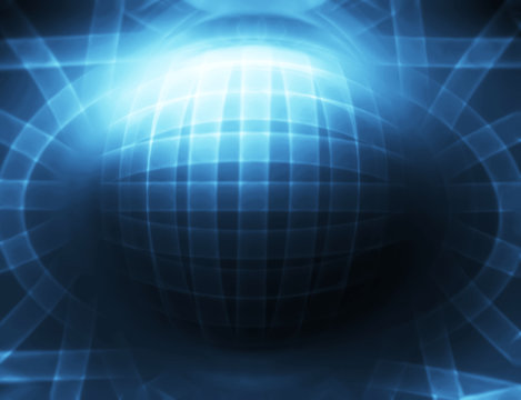 Horizontal blue 3d sphere abstract illustration background