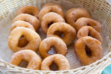 donut in wicker basket
