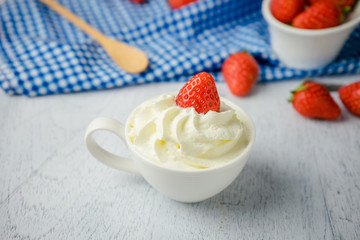 Dessert strawberries with whipped cream