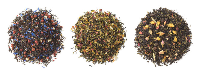 fragrant herbal tea on a white background
