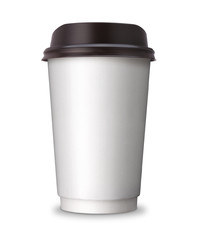 Paper Coffee cup, take out cup isolated with clip path