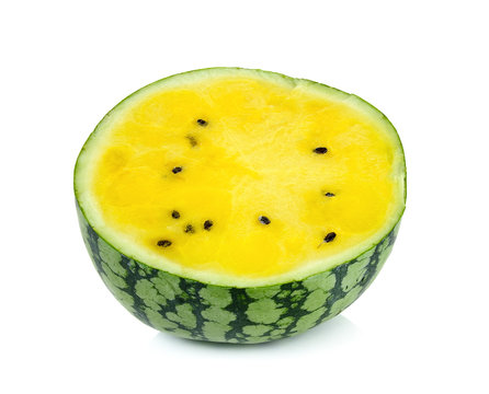 Half yellow watermelon isolated