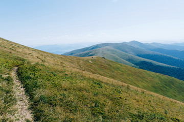 Fototapeta premium Green mountains, hills, travel, landscape